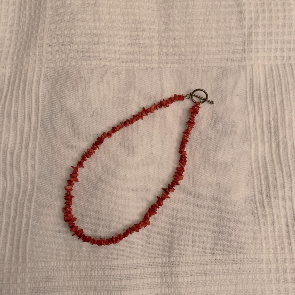 Vintage red natural coral necklace 14’’